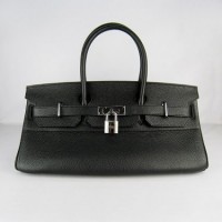 Hermes Birkin 42Cm Togo Leather Handbags Black Silv